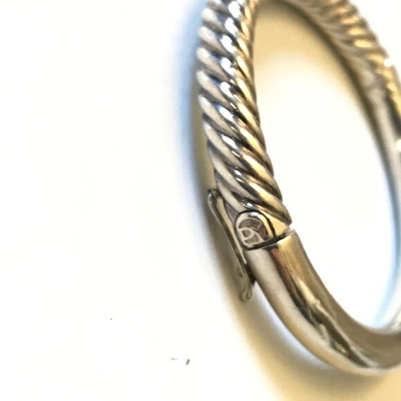 David Yurman Cable Hinge Bangle Bracelet Womens .925 Sterling Silver Twisted DY - Picture 4 of 10